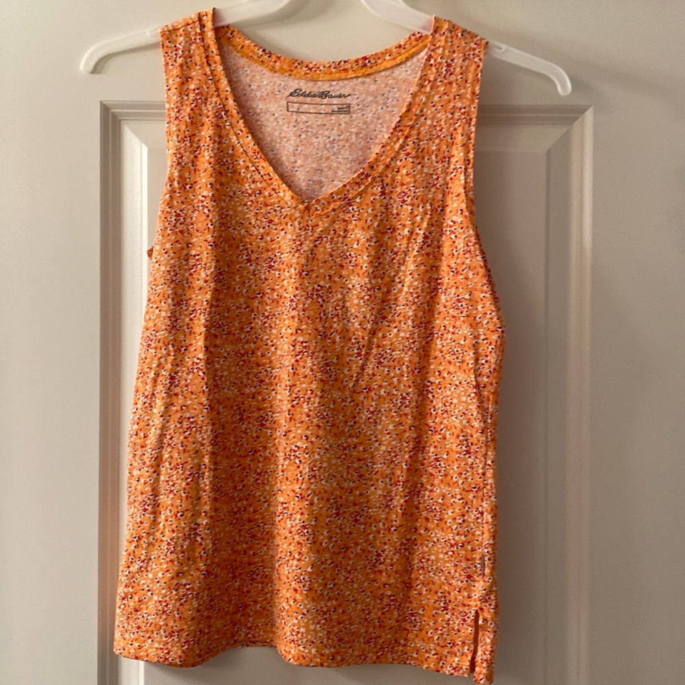 Eddie Bauer size small sleeveless orange tank top top v neck